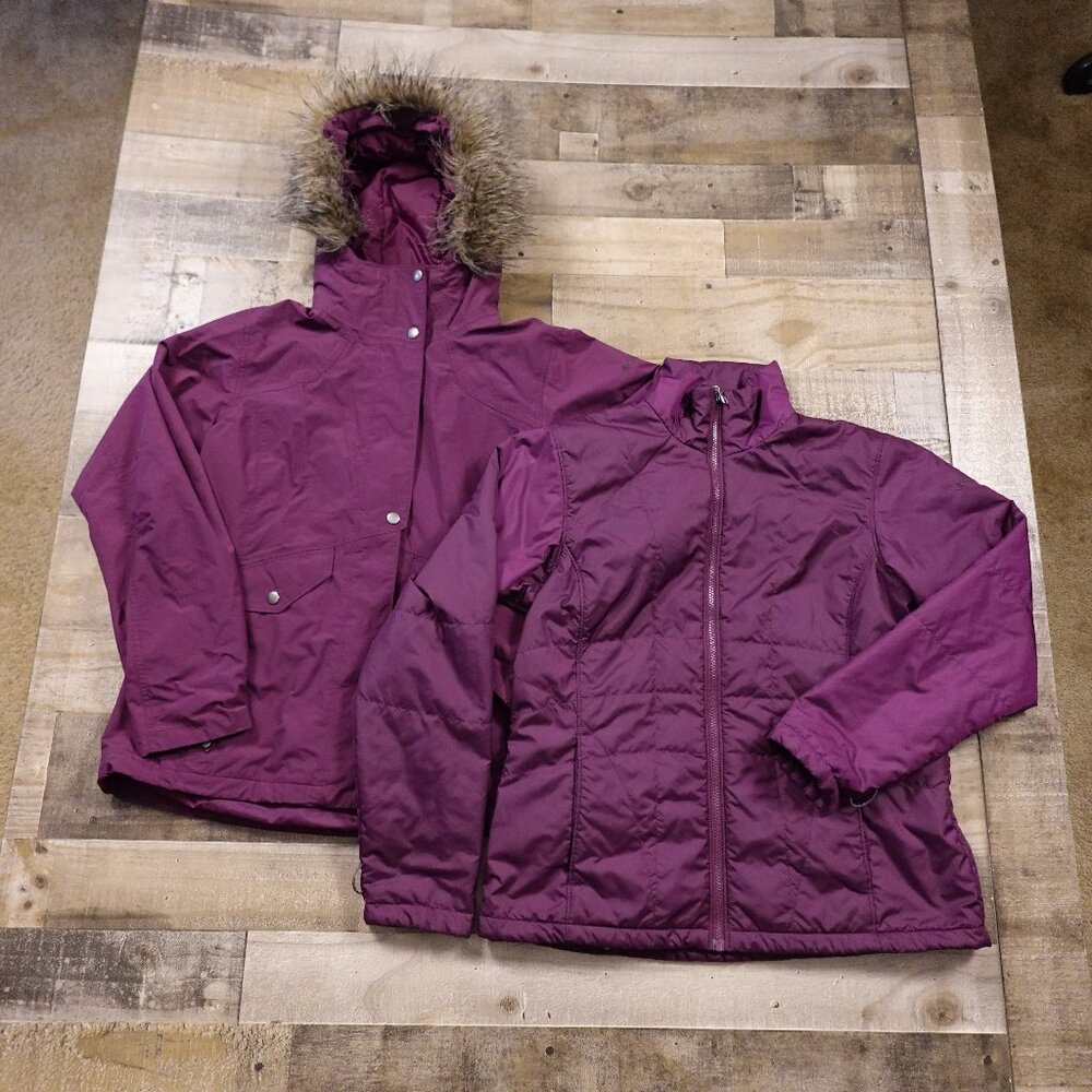 Columbia Sunset‎ Vista Interchange Jacket Women’s Large Purple 3-in-1 Omni-Heat
